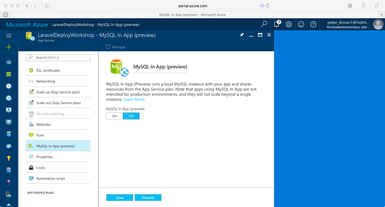Deploy Laravel บน Microsoft Azure - MySQL In App
