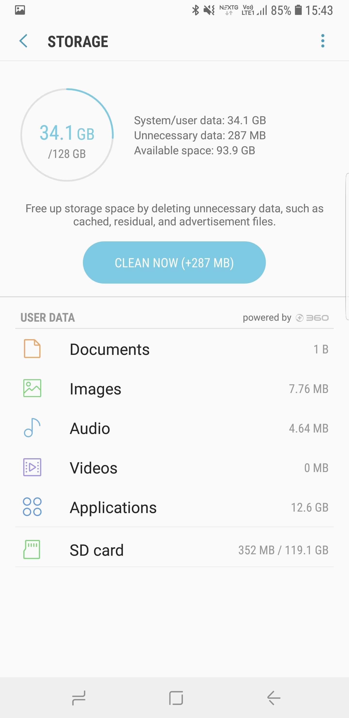 Samsung Galaxy Note 9 Storage Setting