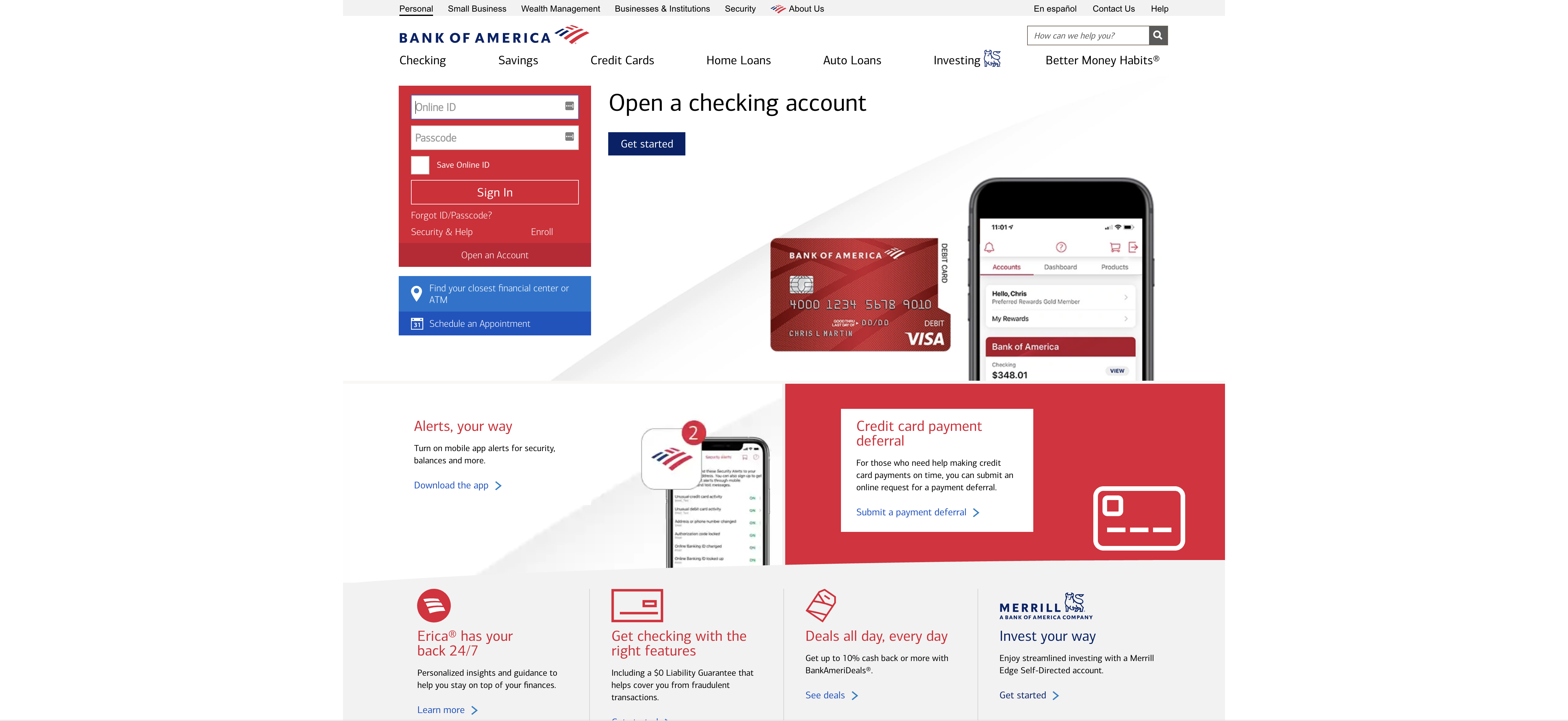 Bank of America Website
